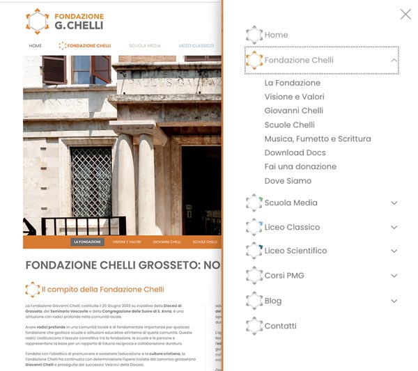 Creazione Siti Web Milano: sito web della fondazione Chelli sito della fondazione vista da tablet