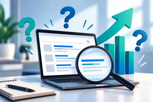 SEO per Siti Vetrina: Perché Essere Online Oggi non Basta Più: computer con analisi grafici SEO per Siti Vetrina: Perché Essere Online Oggi non Basta Più: computer con analisi grafici