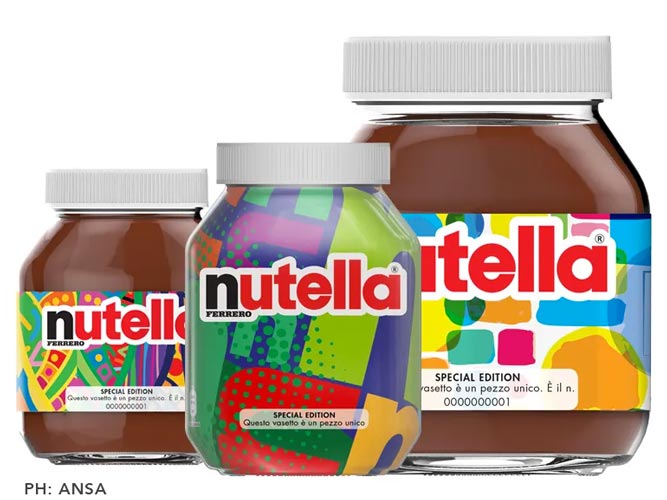 AI advertising: barattoli di nutella con etichetta realizzata con AI