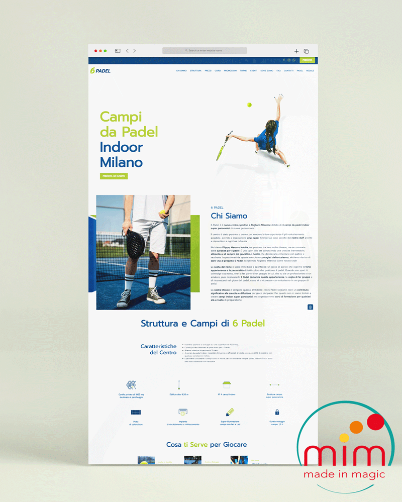 Realizzazione Sito Web Campi da Padel Indoor Milano 6 Padel