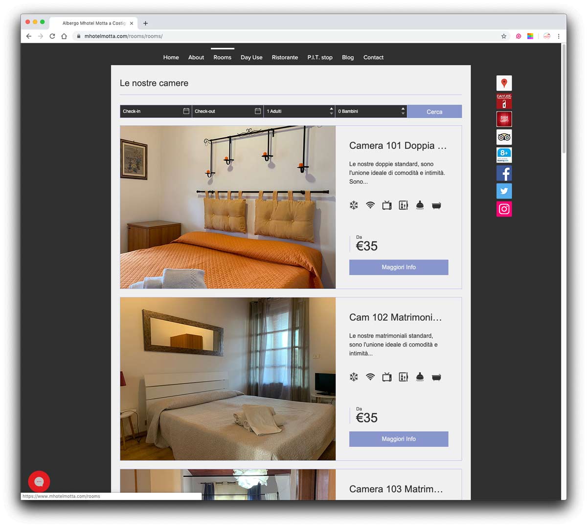 Realizzazione Sito Web Dell Albergo Motta Ad Asti  Vecchio Sito 04