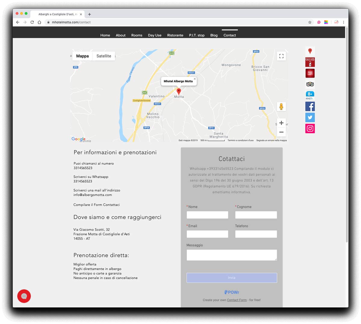 Realizzazione Sito Web Dell Albergo Motta Ad Asti  Vecchio Sito 08