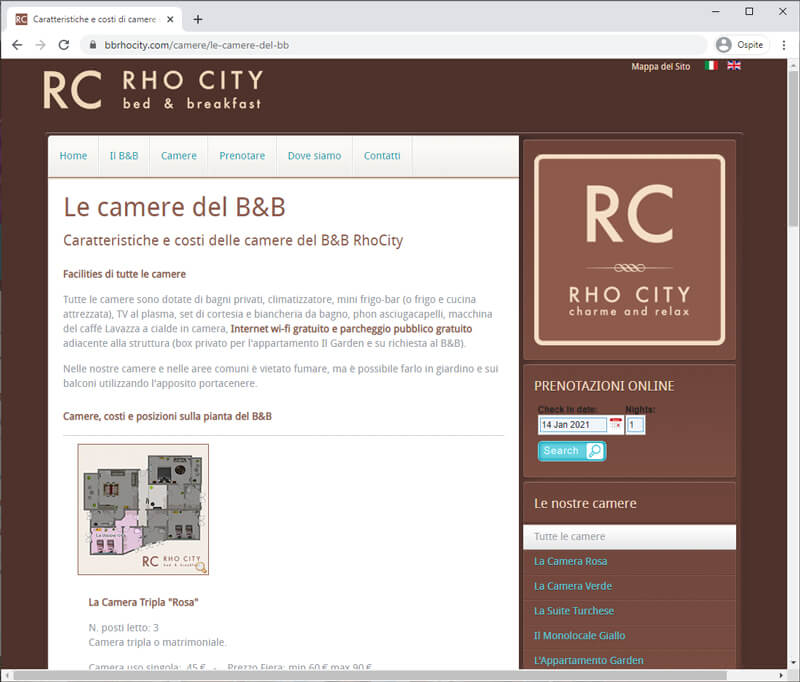 Creazione Sito Web Bed And Breakfast Rho 09