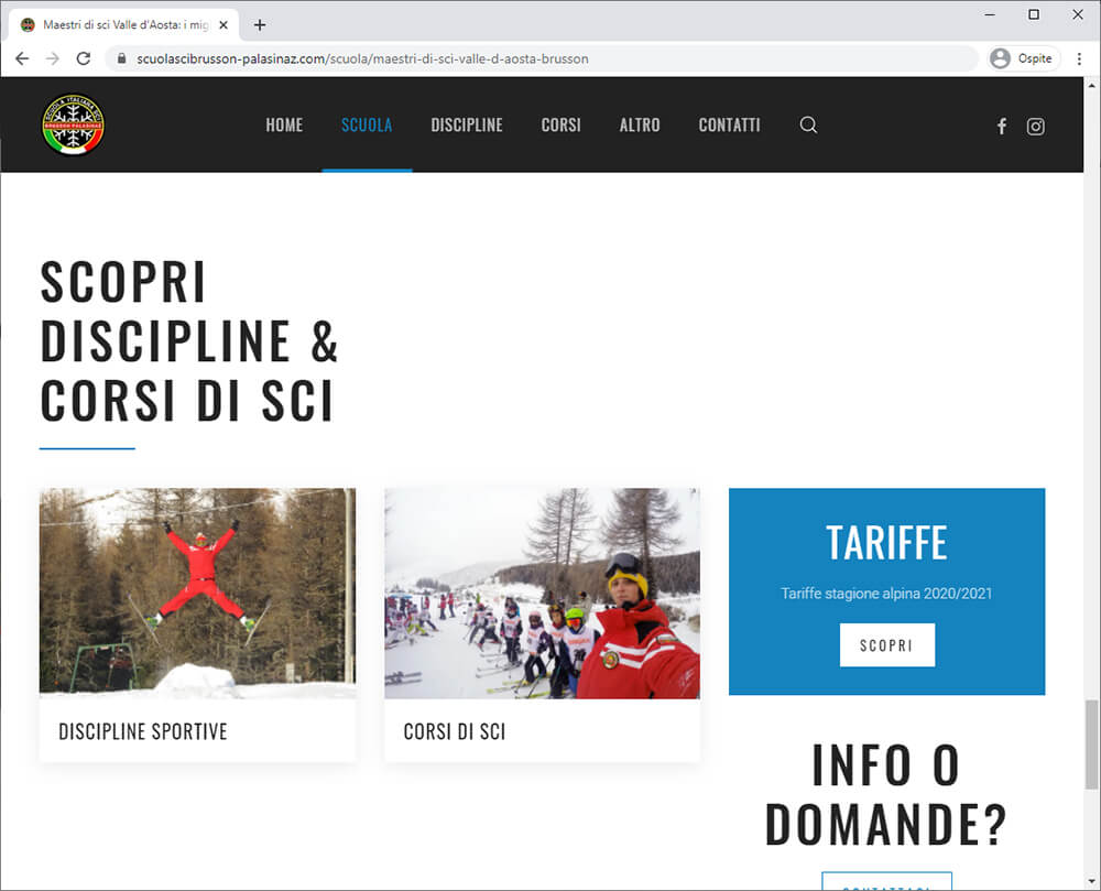 Creazione Sito Web Per La Scuola Sci Brusson Palasinaz 06