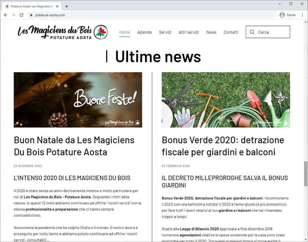 Realizzazione Sito Web Les Magiciens Du Bois Potature Aosta 03