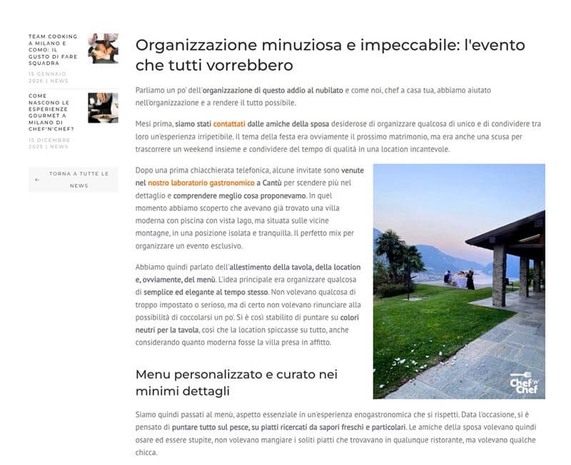 Articolo Di Blog è entrato nelle risposte AI: Articolo Addio Al Nubilato Chef'n'Chef