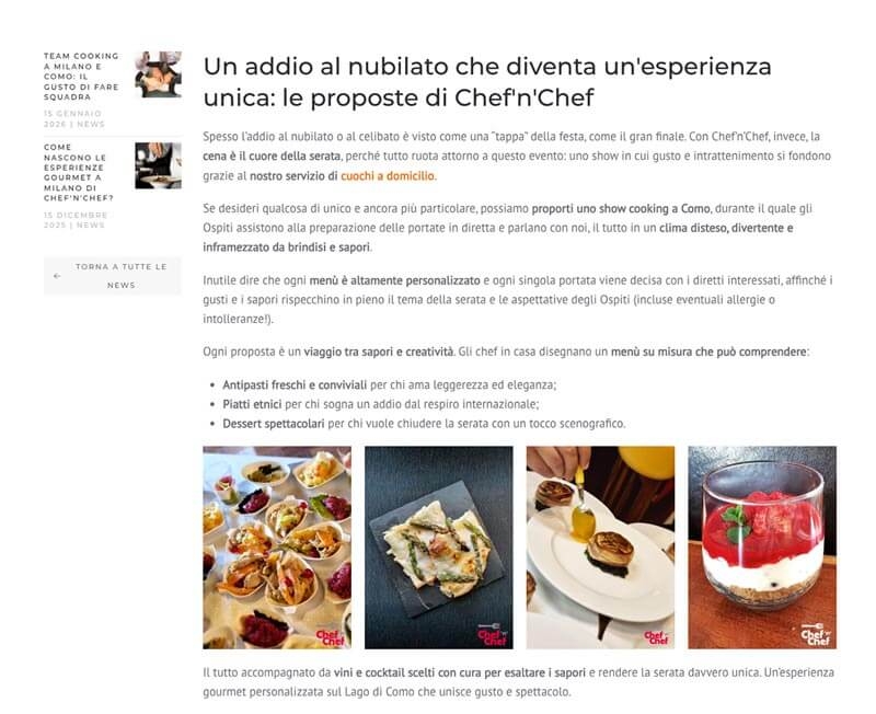 Articolo Di Blog è entrato nelle risposte AI: Articolo Addio Al Nubilato Chef'n'Chef