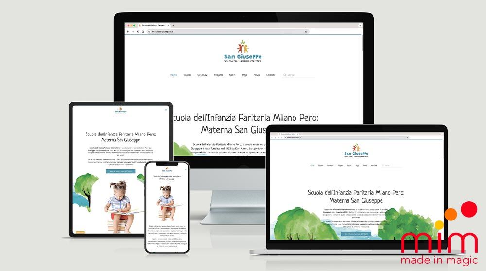 Realizzazione Siti Internet Milano: sito della scuola del infanzia visto da diversi dispositivi